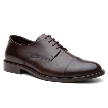 Imagem de Sapato Social em Couro Pires Shoes com Cadarço Bico Redondo e Costura 