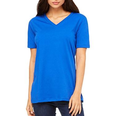 Imagem de Camiseta feminina Bella + Canvas 6405 de manga curta e gola V, True Royal, XX-Large