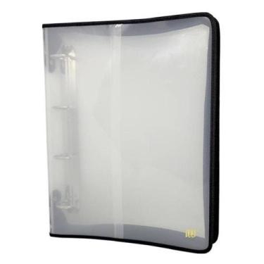 Imagem de Fichário 4 Argolas Ofício com Zíper-Transparente PRETO YES