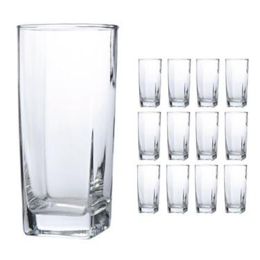 Imagem de Copo Vidro 320ml Suco água BALI kit com 12 Transparente - PRATICASA