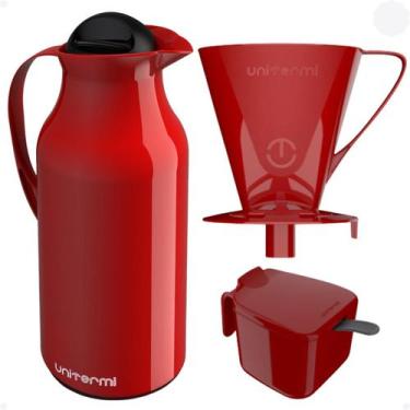 Imagem de Kit Garrafa Térmica 1L Siena Suporte Porta Filtro de Café 102 103 Açuc
