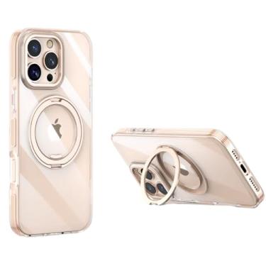 Imagem de Capinha Protetora com Anel Magnético para iPhone, Compatível com iPhone 16/16 Pro/16 Pro Max, Transparente (Anel Rosa, IPHONE 16 PRO)