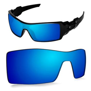 Imagem de Lentes de substituição de 1,6 mm compatíveis com óculos de sol Oakley Oil Rig, antiarranhões e resistentes a impactos (espelhado azul gelo)