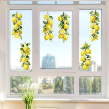 Imagem de Peacoblue Adesivo adesivo adesivo de janela estática dupla face para janelas de carro de vidro grandes, 1 folha de ramo de limão 120 cm x 30 cm à prova d'água removível para decoração de sala de aula