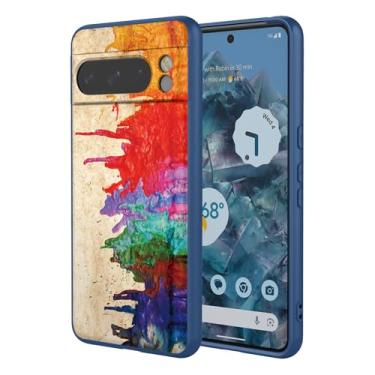 Imagem de OEURVQO Capa artística para Google 8 Pro, capa de silicone líquido de toque macio com forro fofo, compatível com carregamento sem fio, capa protetora para Google Pixel 8 Pro, aquarela azul