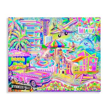 Imagem de Stupell Industries Arte de parede em tela Miami Fun Collage, design por Jess Stempel, 40 x 50 cm