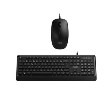 Imagem de Kits de Teclado e Mouse para Computador, Conjunto de Teclado e Mouse Com Fio, Cor Preta