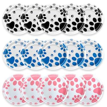 Imagem de OUSHISS 60 peças de pratos de pata de cachorro, suprimentos de festa de aniversário para decorações temáticas de filhotes
