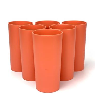 Imagem de Yalin Copos de plástico de 740 ml/copos grandes/copos de festa/copos de chá gelado, inquebráveis, seguros para lava-louças, livre de BPA, conjunto de 6 (laranja)