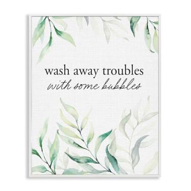 Imagem de Stupell Industries Arte giclée emoldurada branca Zen Wash Away Troubles, design por Lettered and Lined, 14 x 11
