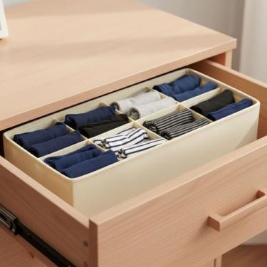 Imagem de Caixa organizadora de roupas dobrável de 8 grades, caixa de armazenamento de guarda-roupa com suporte de placa de polipropileno, para roupas íntimas, meias e camisetas, branca