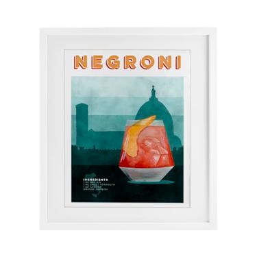 Imagem de Stupell Industries Impressão emoldurada branca retrô Negroni & Architecture sob vidro, design de Brett Blumenthal, 53 x 43 cm