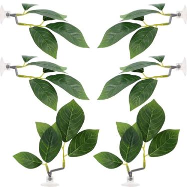 Imagem de 6 Peças Rede de Folhas para Betta com Ventosas, Decoração Realista Aquário com Folhas Plástico Plantas para Aquário cama Descanso Peixes Betta Área de Desova