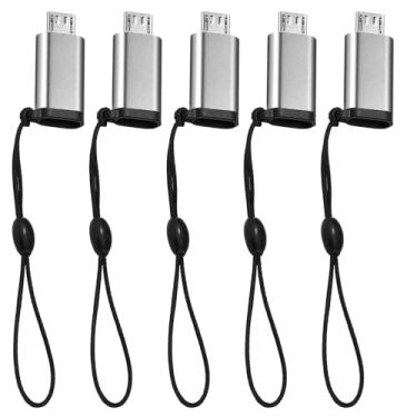 Imagem de 5 peças de adaptador USB C para micro USB, tipo C fêmea para micro USB macho conversor USB C fêmea para micro USB macho suporta sincronização de dados de carregamento para S6, S7, S7, Ps4 e