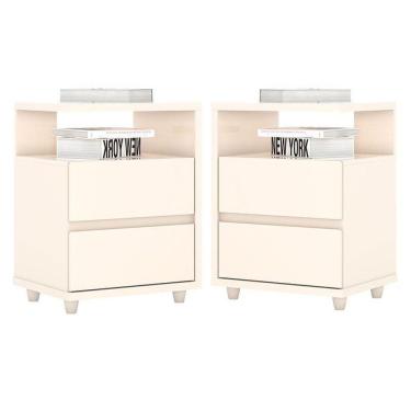 Imagem de Kit 2 Mesas De Cabeceira Lacy Off White ? Henn