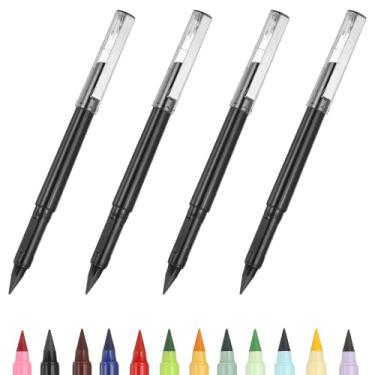 Imagem de PATIKIL Forever Pencil, conjunto de 4 peças de lápis de metal afiados mecânicos fofos para livros de colorir, esboço, desenho, escrita, arte, iniciante, preto
