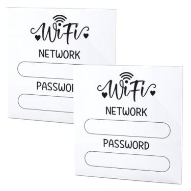 Imagem de AHANDMAKER 2 peças de sinal de senha WiFi acrílico, branco reutilizável, placa quadrada de rede sem fio, para escritório em casa, hotel, quarto de hóspedes, restaurante, bar, café, decoração, 14 x 14