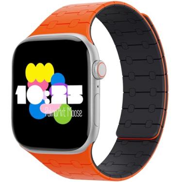 Imagem de Pulseira magnética de silicone para Apple Watch Ultra 1, 2, 3, séries 11, 10, 9, 8, 7, 6 (49/46/45/44/42 mm) – pulseira ajustável para Apple Watch com ímãs – lindas pulseiras femininas para Apple