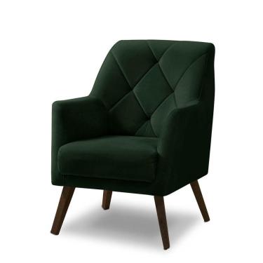 Imagem de Poltrona Decorativa Retrô Recepção Magali Veludo Verde Folha Lansofbr