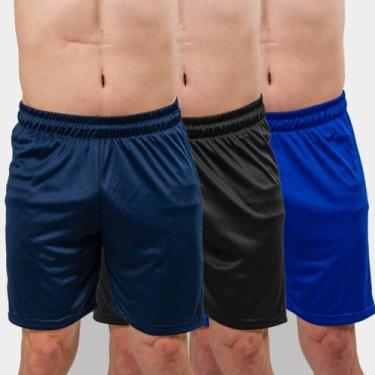 Imagem de Kit 3 Shorts Masculinos Dry Fit Esportivo - Para Futebol, Corrida, Ban