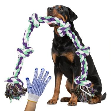 Imagem de GDuoLaPaws Brinquedo de corda Tug of War para cães extragrandes – 107 cm de comprimento, 6 nós, GG, resistente, brinquedo de puxar indestrutível para mastigar grandes gigantes extremamente agressivos