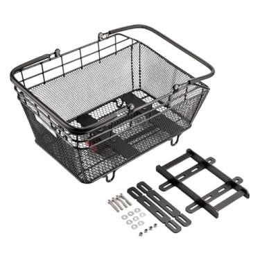 Imagem de oshhni Cesto traseiro universal para bicicleta com alça, acessório profissional versátil para bicicletas de montanha, 45x32,5x20cm, grande capacidade, Metal