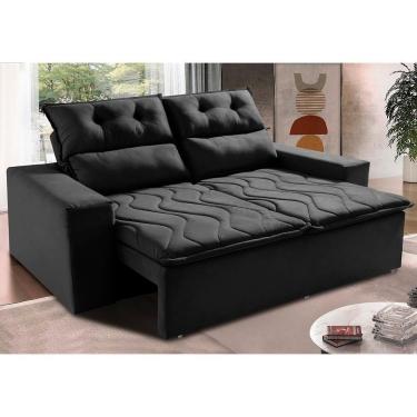 Imagem de Sofá Retrátil E Reclinável 1,50m Cama Inbox Smal Com Bordado Pantográfico Suede Preto