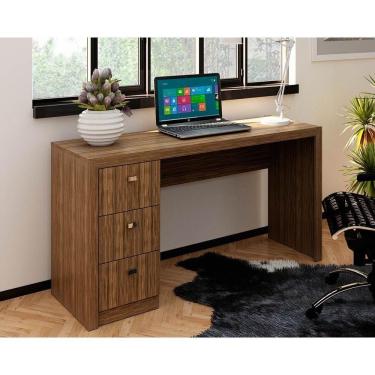 Imagem de Escrivaninha p/ Escritório ME4102 c/ 3 Gavetas Nogal - Tecno Mobili