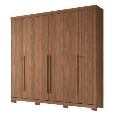 Imagem de Guarda Roupa Casal Buriti Ripado 6 Portas Jatobá Com Pés - Santos Andirá Jatobá