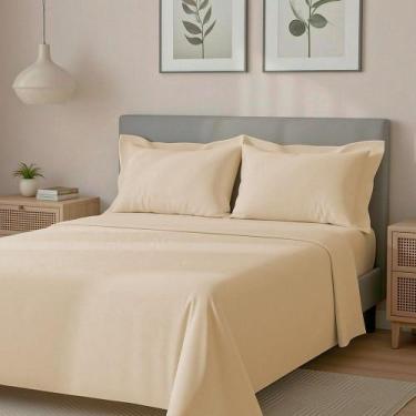 Imagem de Jogo de Cama King Percal 300 Fios 100 Algodão Acetinado 4 Peças BF Col