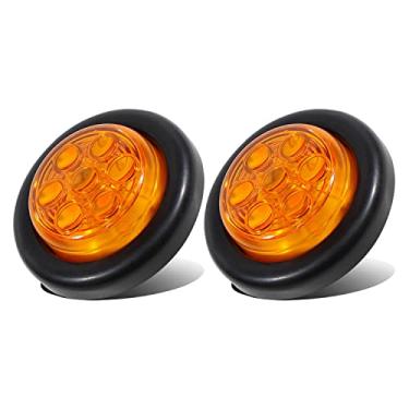Imagem de Ledvillage 2 peças de 5 cm redondo âmbar LED marcador de luz lateral 7 LED com ilhós de borracha lâmpada de folga para trailer, ônibus, caminhão, trailer, reboque, cabine, captador selado 24V DC O724