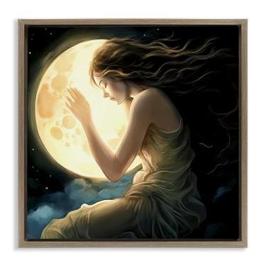 Imagem de Stupell Industries Arte de parede em tela flutuante marrom amor lua etérea, design por Sasha, 25 x 25