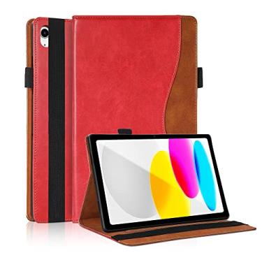 Imagem de TIPOYOROO Capa para iPad 11ª geração 2025 de 11 polegadas/iPad 10ª geração 2022 de 10,9 polegadas, iPad 10 geração, capas de couro sintético premium com suporte, capa tipo carteira vermelha