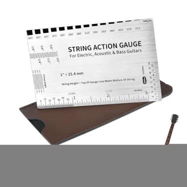 Imagem de Rrlihjgu Medidor de Action para Guitarra - Kit de Regulagem para Violão | Medidor Portátil de Regulagem de Trastes para Baixo Acústico Profissionais Casa Luthier Viagem Exterior