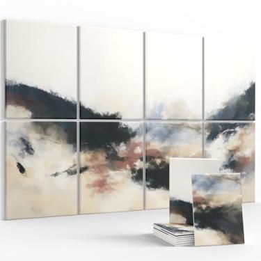 Imagem de Painéis acústicos de arte de parede, painéis de parede à prova de som, 128 x 78 cm, pacote com 8 abas adesivas removíveis seguras, painéis decorativos de absorção de som para sala de estar e estúdio