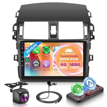 Imagem de Rádio automotivo 6G + 128G para Toyota Corolla 2009-2013 com CarPlay sem fio Android Auto, tela sensível ao toque de 23 cm, estéreo para carro Android com GPS Navi WiFi Mirror Link SWC Bluetooth FM