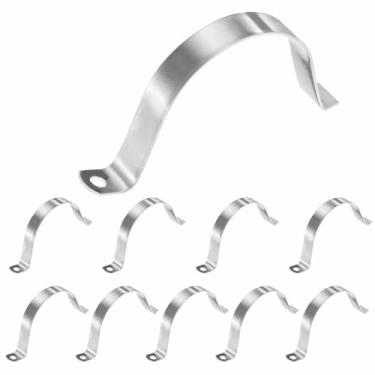 Imagem de HARFINGTON Alça de tubo de 7,6 cm, clipe de conduíte de aço inoxidável 304, 10 peças, braçadeira de alça de furo único para fixação de cabo de tubo de tubo (76 mm, prata)