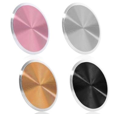 Imagem de LXUEJIE 4 peças de placas de metal para suporte magnético de telefone, conjunto de substituição de placas de metal, patch circular de substituição de suporte magnético para celular com adesivo adesivo