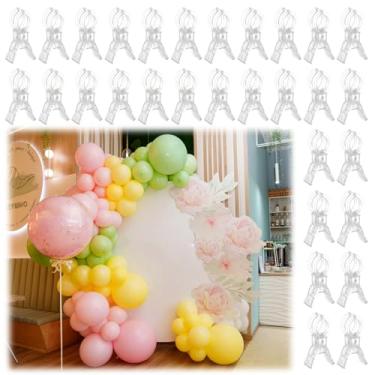 Imagem de LemonRoad Pacote com 30 clipes de arco de balão grandes plásticos transparentes grampos de mola clipe resistente de 8,5 cm para kit de arco de balão, decoração de aniversário, artesanato, marcenaria