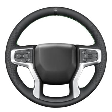 Imagem de MEWANT Capa de volante costurada à mão para Chevrolet Silverado 1500 2019-2024/Silverado 2500 2020-2024/Silverado 3500 2020-2024/Blazer 2019-2024/Suburban 2021-2024/Tahoe