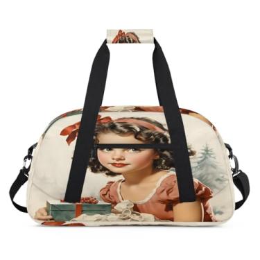 Imagem de Bolsa esportiva para meninas, presente retrô, tamanho grande, impermeável, durável, dobrável, bolsa de festa do pijama, bolsa de treino para dança, balé, academia, ginástica, bolsa de viagem, presente