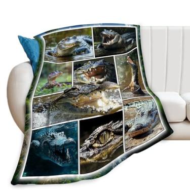 Imagem de Cobertor de crocodilo jacaré animal cobertores presentes para meninas meninos crianças amantes de crocodilos pelúcia macia e aconchegante de lã para sofá cama 127 x 101 cm