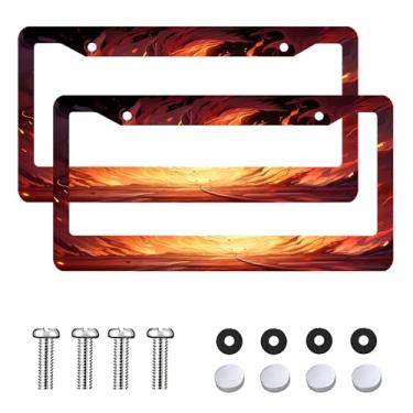 Imagem de 2 peças de moldura de placa de licença esportiva de basquete de fogo à prova de ferrugem capa de placa de carro frontal traseira suporte de etiqueta de carro para mulheres homens acessórios de