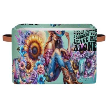 Imagem de hongjinglin Cestas de armazenamento pequenas, flores góticas para meninas, com alças, caixas de armazenamento de brinquedos infantis, organizador de cubo de tecido, cesto organizador para berçário