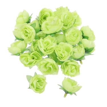Imagem de Mini flores artificiais rosas a granel 3,5 cm, 50 peças de pano de seda pequenas cabeças de flores falsas para artesanato de casamento, decoração de casa, decoração de festa, verde
