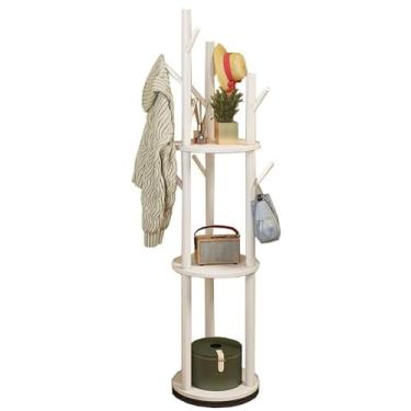 Imagem de Hhsdyl Cabideiro Giratório Madeira Maciça, Cabideiro Independente com 9 Ganchos Árvore Cabides para Quarto, Hall Entrada, Sala Estar, Suporte Casacos,White