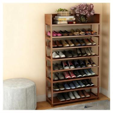 Imagem de SPXMQSS Sapateira de bambu, organizador de armazenamento de prateleira de sapatos de 4/5/6/8 níveis 9-35 pares de sapateiras independentes e organizadores de sapatos para entrada, corredor, armário, 8