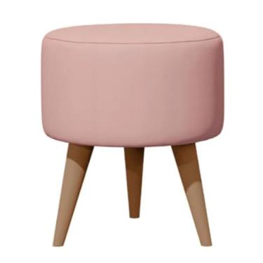 Imagem de Puff Redondo Estofado Elegante – Para Quarto ou Banco de Penteadeira até 130kg(ROSA)