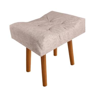 Imagem de Puff Redondo Decorativo em Suede com Pés Palito – Para Quarto ou Banco de Penteadeira até 150kg(Bege)
