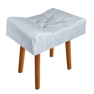 Imagem de Puff Redondo Decorativo em Suede com Pés Palito – Para Quarto ou Banco de Penteadeira até 150kg(Cinza)